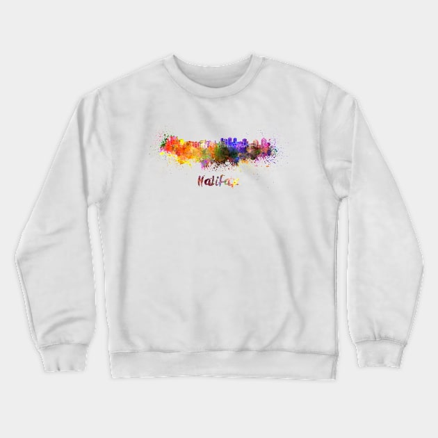 Halifax skyline in watercolor Crewneck Sweatshirt by PaulrommerArt